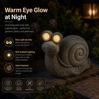 Figurine de jardin solaire en résine grise, adorable escargot, lumière LED chaude, œil lumineux, ornement animal pour la décoration de la terrasse et de la table