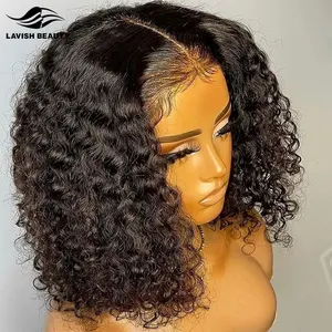 Lavishbeauty wig rambut manusia renda depan Hd, wig Bob pendek garis rambut sebelum dipetik untuk wanita hitam, bagian dalam renda depan