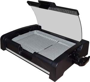 Grill de table électrique 1650W avec plaque en céramique, grill BBQ sans fumée, grill multifonctionnel de comptoir avec couvercle en verre - Product Image 4