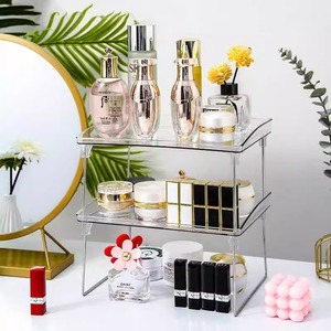 Acrylic <b>Desktop</b> Folding Storage Rack With Multiple Stackable Layers For Office Organizer Transparent Foldable <b>Shelf</b> - Product Image 3
