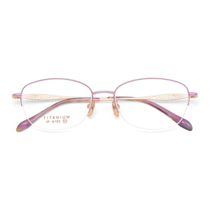 Lunettes de vue pour femmes Danyang, demi-monture ovale en titane pur, 6193, verres en résine légers, revêtement IP - Product Image 1
