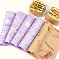Kertas tahan minyak food grade untuk kemasan makanan cepat saji, dilapisi lilin dan PE, tahan minyak untuk kemasan burger dan sandwich