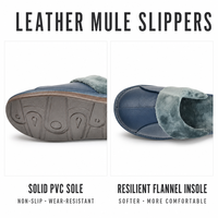 Chaussons d'hiver confortables en cuir de vache véritable imperméable, doublure en flanelle, semelle antidérapante en PVC solide, pour hommes et femmes, pour l'intérieur
