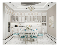 Ensemble complet de meubles de cuisine RTA blancs de style américain pour projet d'appartement, avec îlot central