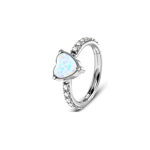 Titanium Heart <b>Opal</b> Diamond Nose <b>Ring</b> F136 Threadless Piercing Jewelry Multicolored Halo Nipple <b>Ring</b> Cross Piercing - Product Image 2