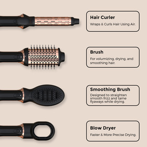 Brosse à air chaud 4-en-1 avec têtes interchangeables, technologie ionique négative, outil de coiffage en une seule étape - Product Image 3