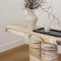 Table console de salon KUMUSI FURNITURE Wabi-Sabi en marbre crème avec base solide