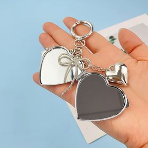 Wholesale Double-sided Stainless Steel Pocket <b>Makeup</b> Mirror Keychain <b>Compact</b> Pocket Love Mirror Keychain - Product Image 3