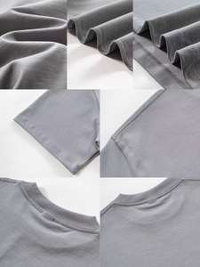 T-shirt court pour homme de haute qualité, surdimensionné, personnalisé, uni, en coton tissé, lourd, épaules tombantes, col rond, noir - Product Image 3