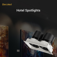 Spot encastré réglable 20W à double tête, intensité variable, en aluminium, pour plafond, hôtel, musée, bâtiment, intérieur, DMX512