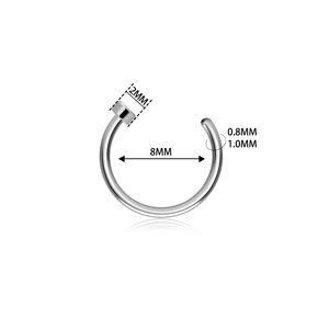 1 pièce <span class=keywords><strong>Anneau</strong></span> de nez factice en Titane G23 pour femme, ensemble de piercings pour septum, lèvre et cartilage, anneaux fins pour hélix, hypoallergénique, forme C, 20G - Product Image 3