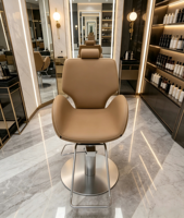 Fauteuil de Barbier Ergonomique Moderne Camel avec Appui-tête, Chaise de Salon Hydraulique à Vendre