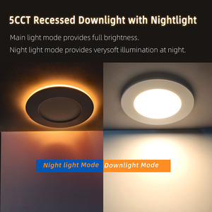 Panel <span class=keywords><strong>LED</strong></span> Empotrable Delgado sin Caja de 4 Pulgadas con Luz Nocturna, 5 Temperaturas de Color Seleccionables, 120V, Regulable, con Certificación ETL para Ubicaciones Húmedas - Product Image 1