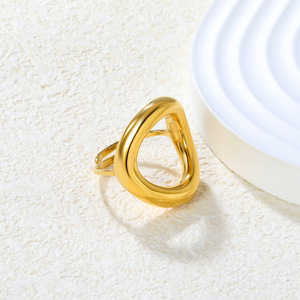 แหวนแฟชั่นสแตนเลสดีไซน์เปิดรูปทรงเรขาคณิตไม่สม่ำเสมอสำหรับผู้หญิงของขวัญเครื่องประดับ - Product Image 4