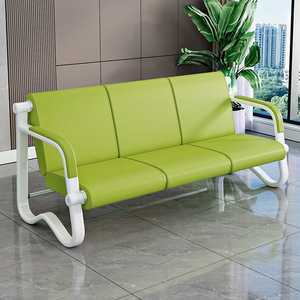 Fauteuils d'attente Tsuneyuki trois places en cuir bleu pour hôpital, réception, bureau, sièges publics avec accoudoirs V18 - Product Image 4