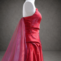 Robe de soirée classique rouge irisée, bustier, froncée, avec cape en tulle bicolore, coupe trapèze, pour bal de promo et concours de beauté, sur mesure, vente en gros