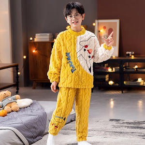 Automne hiver chaud flanelle pyjamas pour garçons filles jaune décharge souris Anime haut <span class=keywords><strong>Cora</strong></span> velours costume pour famille maison vêtements - Product Image 4