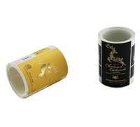 Autocollant adhésif en vinyle holographique doré, laminage mat durable, impression recto-verso pour étiquettes de vin