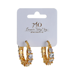 Pendientes de aro Mo Gold con piedras de cristal para mujer, modernos para uso diario - Product Image 1