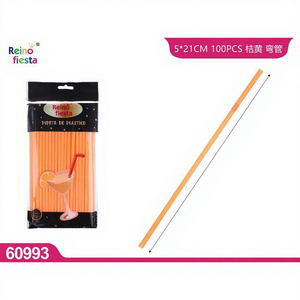 Pailles à boire courbées en plastique orange-jaune Peiyong 21CM, lot de 100, fournitures de fête jetables, modèle 60993, vente en gros - Product Image 1