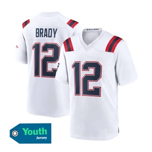 <span class=keywords><strong>Maglie</strong></span> <span class=keywords><strong>da</strong></span> Football Americano per Bambini Patriot Youth, 10 Drake Maye 12 Brady, Alta Qualità, Ricamo Cucito, con Logo - Product Image 3