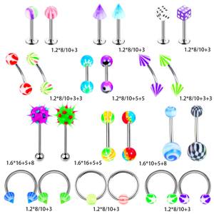 ห่วงเหล็กผ่าตัดทำจากอะคริลิครวม110ชิ้นห่วงเจาะร่างกายจิวเวอรี่สำหรับเจาะร่างกาย - Product Image 2