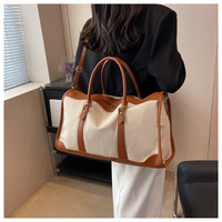 Échantillon Gratuit Sac de Voyage Vintage en Toile pour Femme avec Logo Personnalisé, Sac Fourre-tout de Sport à Fermeture Éclair, Sac à Main Tendance avec Lettres