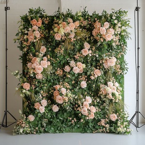Mur de fleurs artificielles à dérouler, sans assemblage requis, 8 pieds x 8 pieds, décor de toile de fond pour photomaton de mariage haut de gamme - Product Image 5
