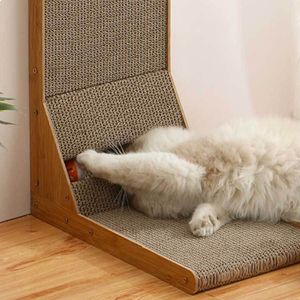 Grattoir pour chat mural en bois et papier, en forme de L, tapis à gratter pour chat, vente chaude, poteau pour chat - Product Image 2