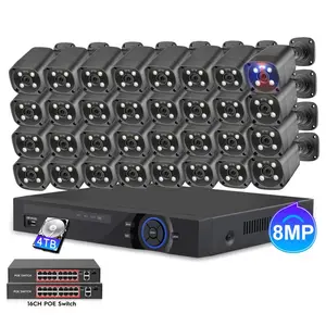 Metal Case Face Detection 32 Ch Security Camera System Smart Cctv System With 4K Set Cctv Wired Ip Camera