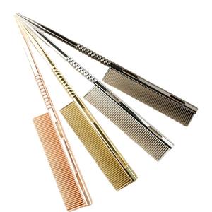 Peine Profesional de Alta Calidad con Punta Dorada de Metal, Acero Inoxidable Iónico, <span class=keywords><strong>para</strong></span> Cortar el Cabello, con Logotipo Personalizado, Resistente al Calor, <span class=keywords><strong>para</strong></span> Barbería - Product Image 6