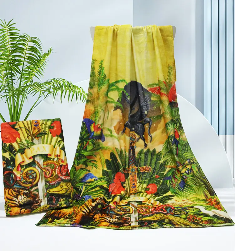 Wholesale Customized Cotton Digital Printed Floral Beach Towel