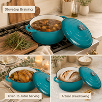 Casseroles ovales en fonte bleues/vertes personnalisées pour casseroles de cuisine pour aliments marmite électrique