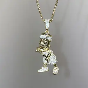 925 sterling silver Full Iced Out Hip Hop Men Jewelry Iced Out Cartoon character Pendant