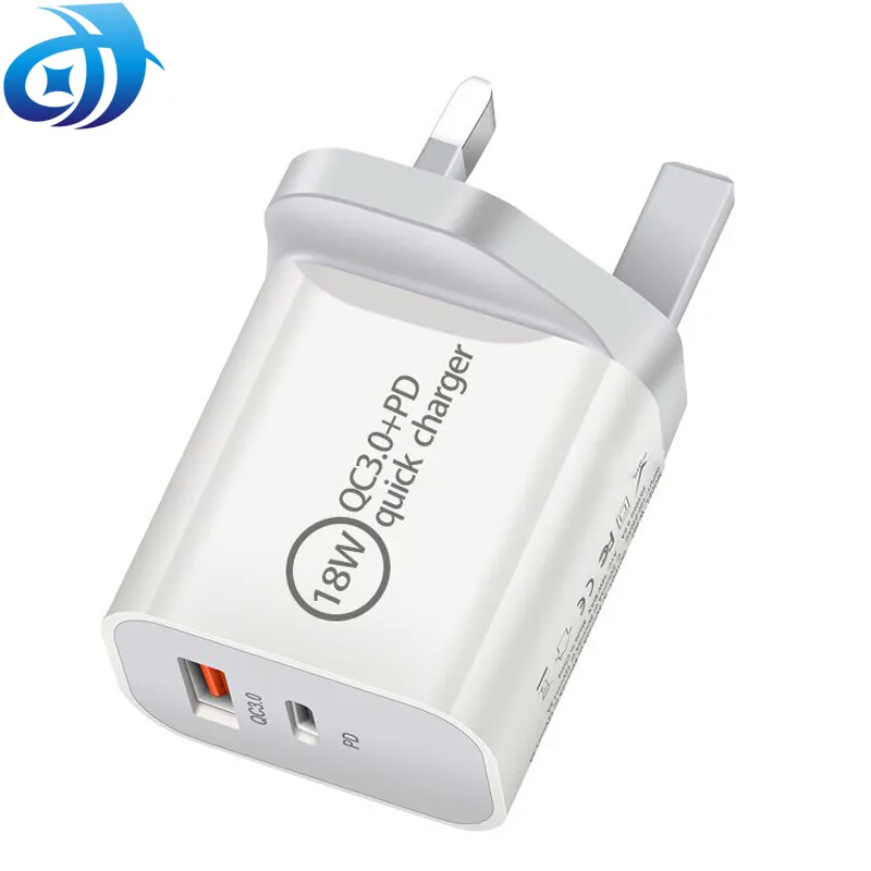 18W Dual PD Type-C Charger Quick Charging QC 3.0 USB C Fast USB Charger for iPhone 12 for Samsung US UK EU AU Plug Adapter
