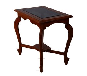 Mesa de Centro de Madera de Teca Premium con Patas Curvadas y Tapa de Vidrio para Sala de Estar, Elegante Mesa de Centro de Madera con Tapa de Vidrio Templado - Product Image 4