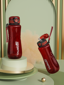 Botella de agua deportiva de plástico sin BPA motivacional grande de forma curva al por mayor, botella de agua para gimnasio - Product Image 3