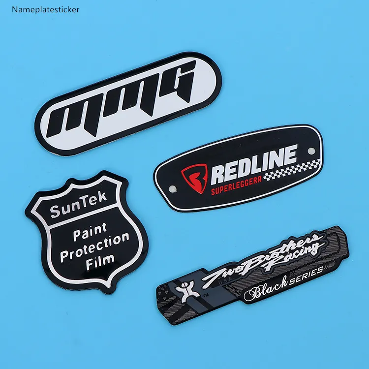 personalized logo embossed aluminum steel metal label nameplates sets uniform name plate