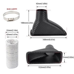 Kit universel de tuyau d'admission d'air pour pare-chocs avant de voiture, kit d'admission d'air ABS, tuyau d'admission d'air, entonnoir d'air - Product Image 3