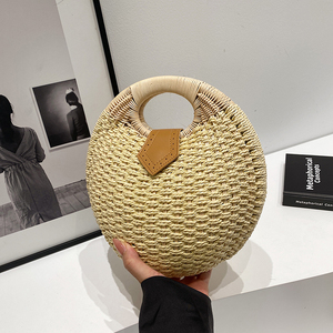 Bolsa de <span class=keywords><strong>playa</strong></span> de verano natural de nuevo diseño al por mayor, cesta de <span class=keywords><strong>mimbre</strong></span> tejida a mano y bolsos estilo Bali de paja de papel - Product Image 1