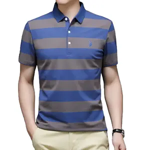 신면 폴리 에스테르 저렴한 하이 퀄리티 스트라이프 폴로 남성 반팔 목 티셔츠 여름 맞춤 로고