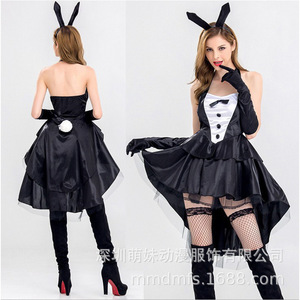 Costume de lapin pour femme, jupe de danse noire pour scène, tenue de performance pour adulte - Product Image 1