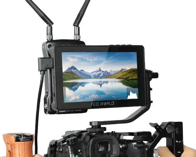 FEELWORLD Monitor Lapangan Kamera DSLR, 5.5 Inci Layar Sentuh 3D LUT FHD1920 1080 4K HDMI dengan Kit Lampu Video LED