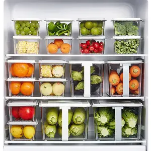 New Design BPA Free Freezer Container Kitchen Frozen Food Fresh Box Refrigerator Reusable Storage Box With Lid