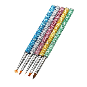 <b>Crimped</b> Ferrule Nail Art Brush <b>Set</b> Flat Carving Fan Shape Acrylic Gel Painting Pens for Nail Decoration - Product Image 1