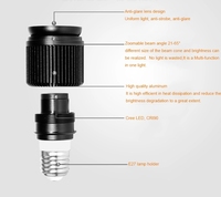 Bombilla LED con zoom E27 de 5W, carcasa de aluminio, CRI 97, lámpara antideslumbrante, instalación sencilla para comedor, negro/plateado