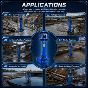 Bomba de lodos vertical de aleación de alto cromo para drenaje y dragado, alta caudalidad, 37 kW de potencia, bombea arena y aguas residuales - Product Image 2