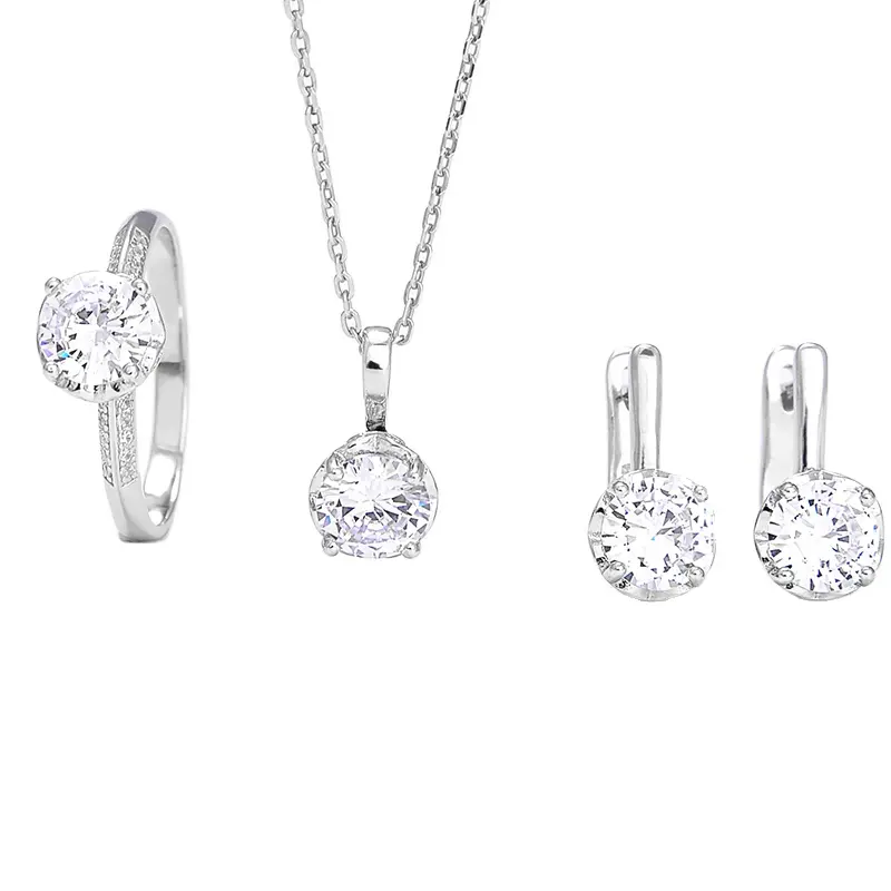 925 Jewelry Sets Fine Jewelry Factory Price Unique Design Sterling Silver for Lady Women Girl Gift S925 Zircon Hook AAA Rhodium