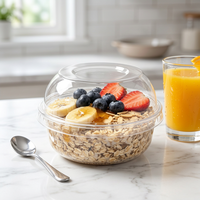 Gobelets à dessert en plastique transparent en gros, récipients ronds pour fruits et sucreries, bols à collation en PET pour gelée et pouding avec couvercle plat en dôme