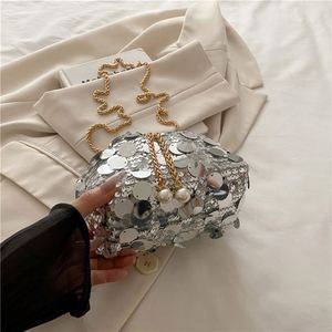 New Premium Metallic Fringe <b>Sequin</b> Luxury Wedding Party Bucket Designer <b>Sequins</b> Evening Clutch Bag ZIP Closure Polyester Lining - Product Image 6